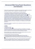 Advanced Med Surg Expert Questions and Answers
