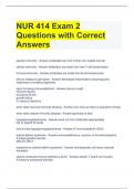 NUR 414 Exam 2 Questions with Correct Answers