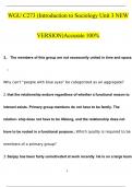 WGU C273 INTRODUCTION TO SOCIOLOGY UNIT 3 NEW VERSION ACTUAL EXAM QUESTIONS AND ANSWERS (SCORES100%)
