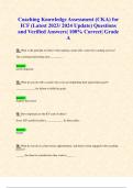 Coaching Knowledge Assessment (CKA) for ICF (Latest 2023/ 2024 Update) Questions and Verified Answers| 100% Correct| Grade A