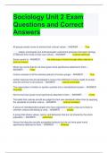 Sociology Unit 2 Exam Questions and Correct Answers