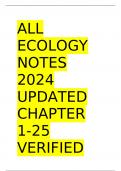 ALL ECOLOGY NOTES 2024 UPDATED CHAPTER 1-25 VERIFIED & GRADED A+  