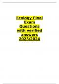 Ecology Final Exam Questions with verified answers 2023/2024