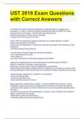 UST 2016 Exam Questions with Correct Answers 