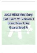 2022 HESI Med Surg Exit Exam &lpar;V1 Version 1&rpar; Brand New Q&As &plus; Guaranteed A&plus; 