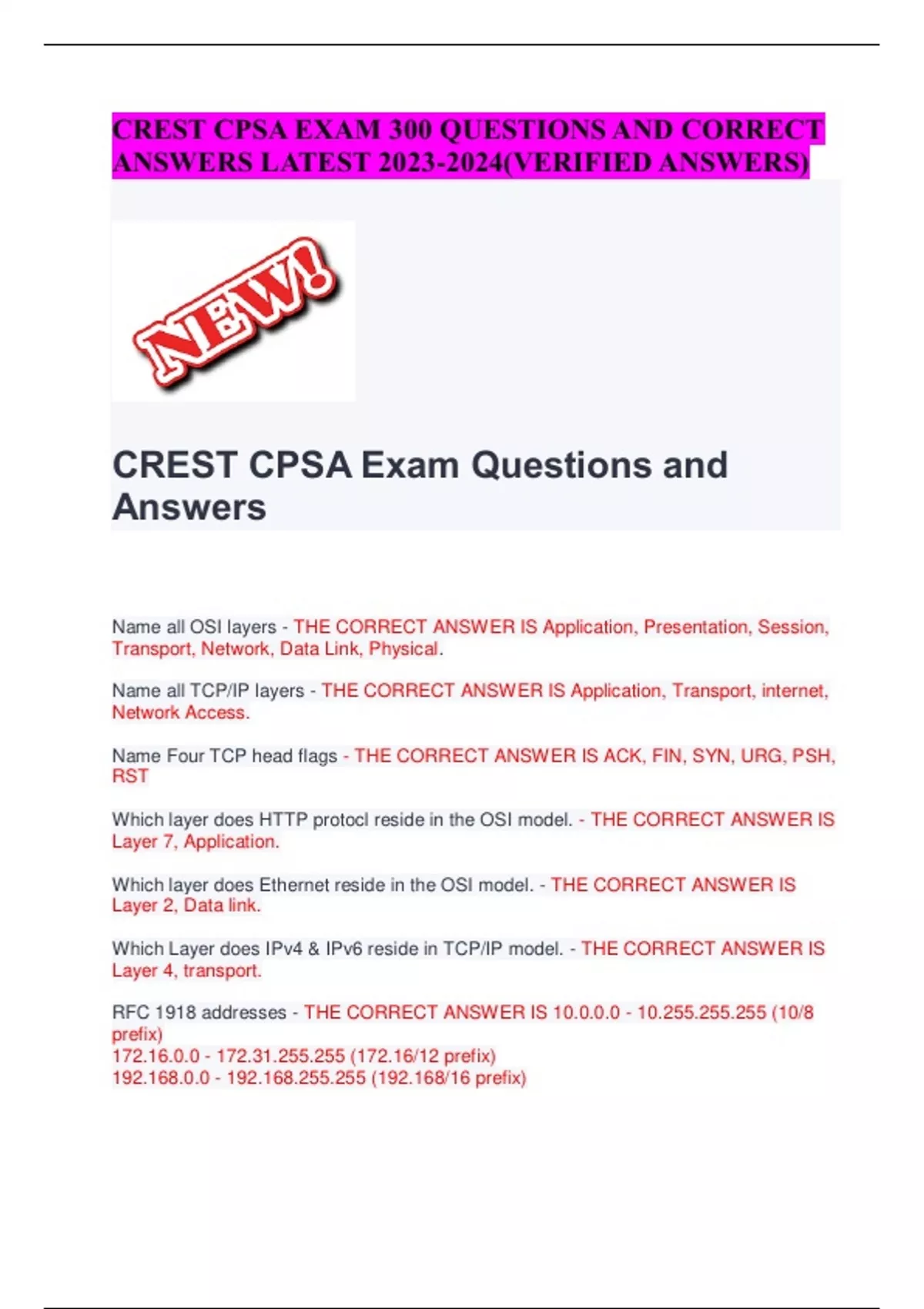 CREST CPSA EXAM 300 QUESTIONS AND CORRECT ANSWERS LATEST VERIFIED crest-cpsa-exam-300-questions-and-correct-answers-latest-verified