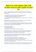 Basic Care and Comfort Quiz with  Verified Answers&vert; 2024 Update Graded  A&plus; 