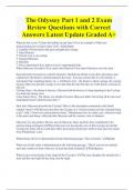 The Odyssey Part 1 and 2 Exam  Review Questions with Correct  Answers Latest Update Graded A+ 