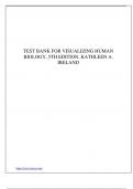 Test Bank for Visualizing Human Biology&comma; 5th Edition&comma; Kathleen A&period; Ireland&period;