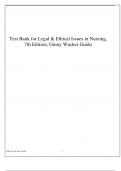 Test Bank for Legal & Ethical Issues in Nursing, 7th Edition, Ginny Wacker Guido.