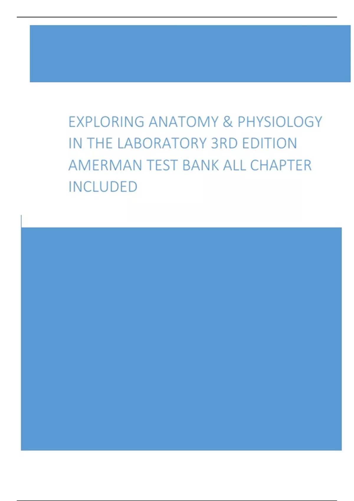 Exploring Anatomy & Physiology in the Laboratory 3rd Edition Amerman ...