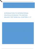 Introduction to International Political Economy 7th Edition Balaam Test Bank All Chapters 1-17