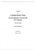 Test Bank for Criminal Justice Today An Introductory Text for the 21st Century 16th Edition By Frank Schmalleger
