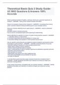 Theoretical Basis Quiz 2 Study Guide- UC 8002 Questions & Answers 100&percnt; Accurate