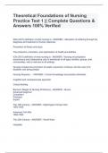 Theoretical Foundations of Nursing Practice Test 1 &vert;&vert; Complete Questions & Answers 100&percnt; Verified