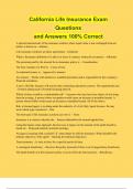 California Life Insurance Exam Questions and Answers 100% Correct