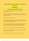 Texas Real Estate Principles 1 &lpar;Practice  Exam&rpar; Questions  and Answers 100&percnt; Correct