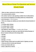Hawaii Drivers Permit Test Questions and Answers Already Graded A