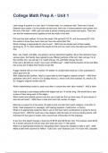 College Math Prep A - Unit 1 2024 Questions & Answers Graded A&period;