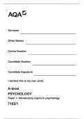 AQA A-level PSYCHOLOGY Paper 1  Introductory topics in psychology  UPDATED VERSION 100% COMPLETE GUIDE  NOV21 2021