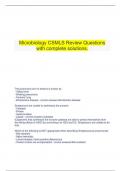     Microbiology CSMLS Review Questions with complete solutions.