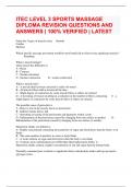 ITEC LEVEL 3 SPORTS MASSAGE DIPLOMA REVISION QUESTIONS AND ANSWERS | 100% VERIFIED | LATEST
