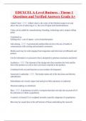 EDEXCEL A-Level Business - Theme 1 Questions and Verified Answers Grade A&plus;
