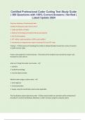 Certified Professional Coder Coding Test Study Guide &vert; 360 Questions with 100&percnt; Correct Answers &vert; Verified &vert; Latest Update 2024