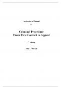 Instructor Manual for Criminal Procedure From First Contact to Appeal 7th Edition By John Worrall (All Chapters, 100% Original Verified, A+ Grade)