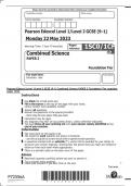 Pearson Edexcel Level 1/Level 2 GCSE (9–1) Combined Science PAPER 2 Foundation Tier question  paper 2023