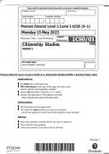 Pearson Edexcel Level 1/Level 2 GCSE (9–1) Citizenship Studies PAPER 1 Question Paper 2023 