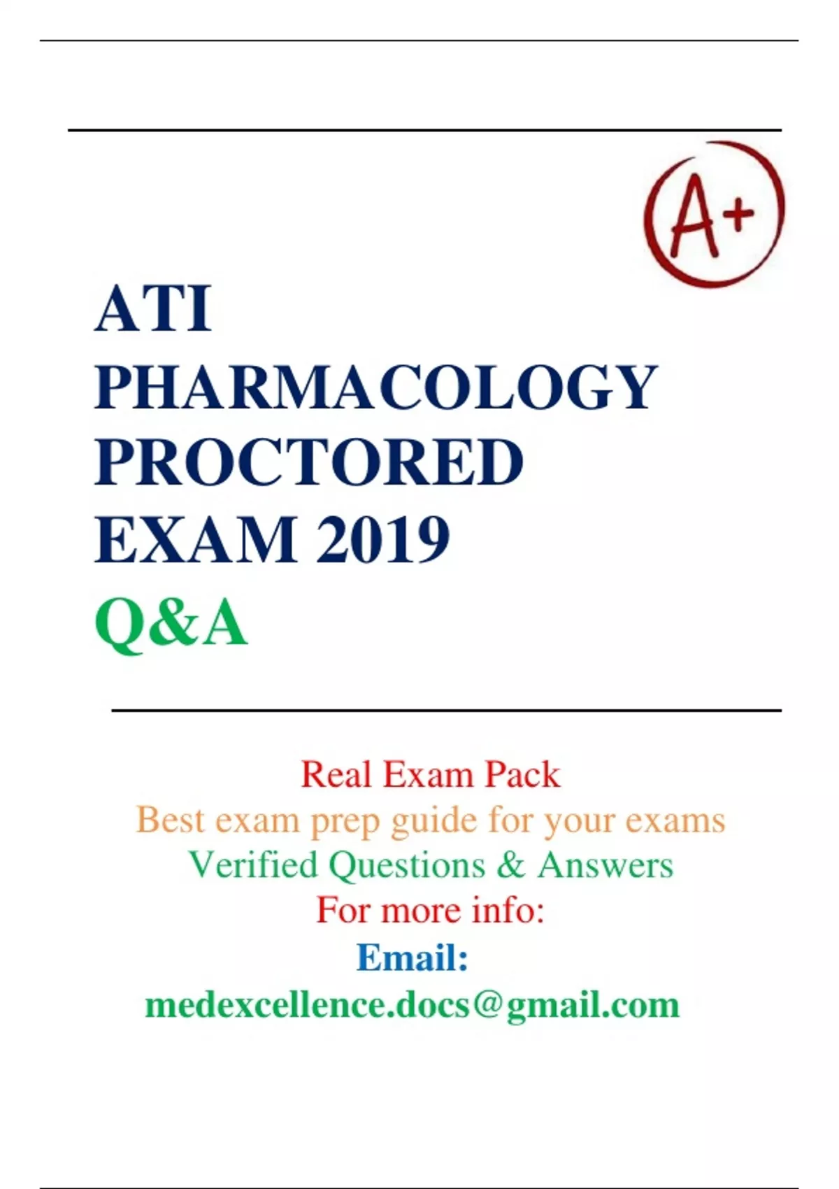 ATI Pharmacology Proctored Exam 2019, Well Elaborated Questions And ...
