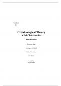 Test Bank for Criminological Theory A Brief Introduction 4th Edition By Mitchell Miller, Christopher Schreck, Richard Tewksbury, Barnes (All Chapters, 100% Original Verified, A+ Grade)