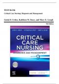 Test Bank  For Critical Care Nursing- Diagnosis and Management ,9th Edition (2021, Urden) Complete Guide 2024 