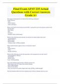 Final Exam AFST 235 Actual  Questions with Correct Answers Grade A+ 