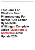 Test Bank For Claytons Basic Pharmacology For Nurses 19th Edition By Michelle Willihngan Complete Guide (Questions & Answers) Latest Update 2024