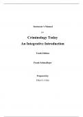 Instructor Manual for Criminology Today An Integrative Introduction 10th Edition By Frank Schmalleger (All Chapters, 100% Original Verified, A+ Grade)