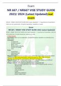 Exam NR 667 / NR667 VISE STUDY GUIDE 2023/ 2024 (Latest Updated)real exam