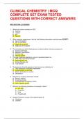 CLINICAL CHEMISTRY | MCQ  COMPLETE SET EXAM TESTED  QUESTIONS WITH CORRECT ANSWERS