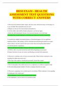 HESI EXAM - HEALTH  ASSESSMENT TEST QUESTIONS  WITH CORRECT ANSWERS