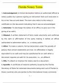 Florida Notary Terms Questions and Answers &lpar;2024&sol;2025&rpar;&lpar;Verified Answers&rpar;