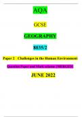 AQA GCSE GEOGRAPHY 8035/2 Paper 2	Challenges in the Human Environment Question Paper and Mark scheme {MERGED} JUNE 2022