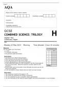 AQA GCSE COMBINED SCIENCE: TRILOGY Higher Tier Chemistry Paper 1H JUNE 2023 QUESTION PAPER