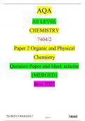 AQA AS LEVEL CHEMISTRY 7404/2 Paper 2 Organic and Physical Chemistry  Question Paper and Mark scheme {MERGED} June 2022