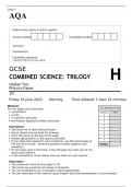 AQA GCSE COMBINED SCIENCE: TRILOGY Higher Tier Physics Paper 2H JUNE 2023 QUESTION PAPER