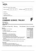 AQA GCSE COMBINED SCIENCE: TRILOGY Foundation Tier Physics Paper 1F JUNE 2023 QUESTION PAPER