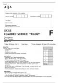 AQA GCSE COMBINED SCIENCE: TRILOGY Foundation Tier Physics Paper 2F JUNE 2023 QUESTION PAPER