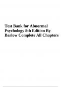 Test Bank for Abnormal Psychology 8th Edition By Barlow Complete All Chapters New Updated 2024