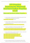 ATI Practice  Assessment-Maternal  NewbornOnline Practice A & B
