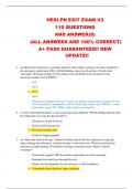 HESI PN EXIT EXAM V3 110 QUESTIONS AND ANSWER&lpar;S&rpar; &lpar;ALL ANSWERS ARE 100&percnt; CORRECT&rpar;  A&plus; PASS GUARANTEED&excl;&excl; NEW  UPDATE&excl;&excl;